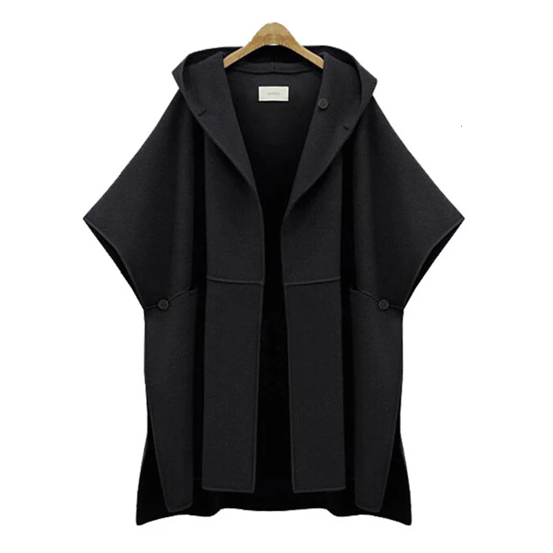 

LANMREM 2019 Hooded Casual Big Size Half Batwing Sleeve Cardigans Clock Type Jacket Female's New Fashion Coat Vestido AS19051