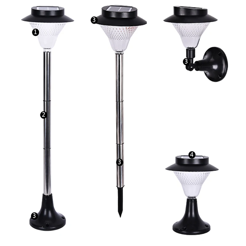 

Waterproof Solar Wall Lamp Home Courtyard Lawn Led Landscape Light Black Floor Lamp for garden walk side night lighting led lamp