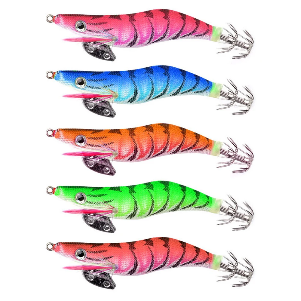 5PCS 13g/11cm Luminous Squid Jig Fishing Wood Shrimp Lure Squid Cuttlefish Jigs Lures Spinner Bait Wood Shrimp with 3# Hook 5PCS 13g/11cm Luminous Squid Jig Fishing Wood Shrimp Lure Squid Cuttlefish Jigs Lures Spinner Bait Wood Shrimp with 3# Hook
