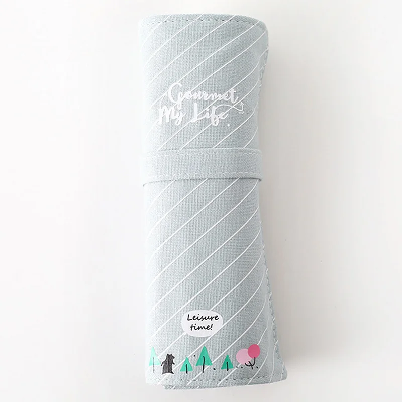 1Pcs Cute School Pencil Case Cotton Linen Pencilcase Cartoon Roll Pencial Bag Kids Girls Boys Pencil Box Stationery