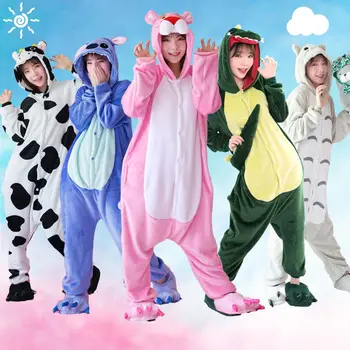 

Totoro Fiishimi Onesie Adult Women Animal Pajamas Suit Flannel Warm Soft Sleepwear Onepiece Winter Pijama Cosplay