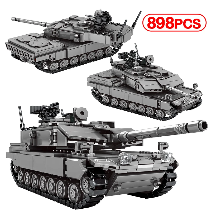 Photo Product City Technical WW2 Leclerc Main Battle Tank Model Building Blocks Military Weapon Army Chariot Soldier Bricks Toys For Children