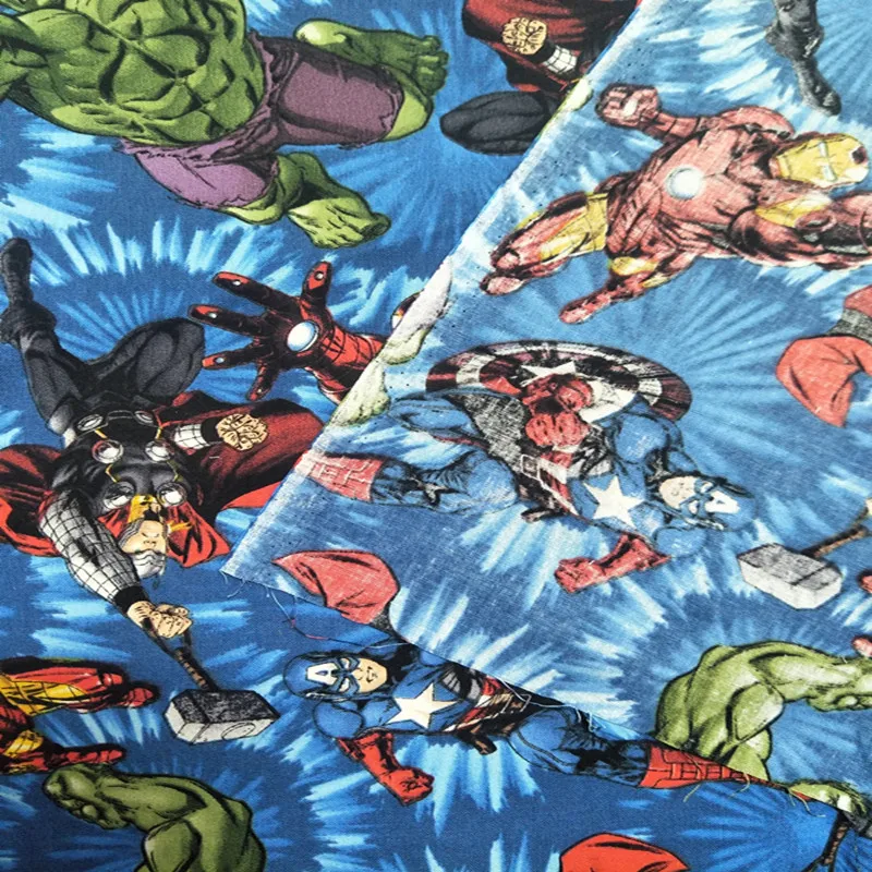 105 см Ширина Marvel супер герой печать темно-синий хлопок ткань для мальчиков одежда занавески домашний текстиль наволочки DIY-BK724