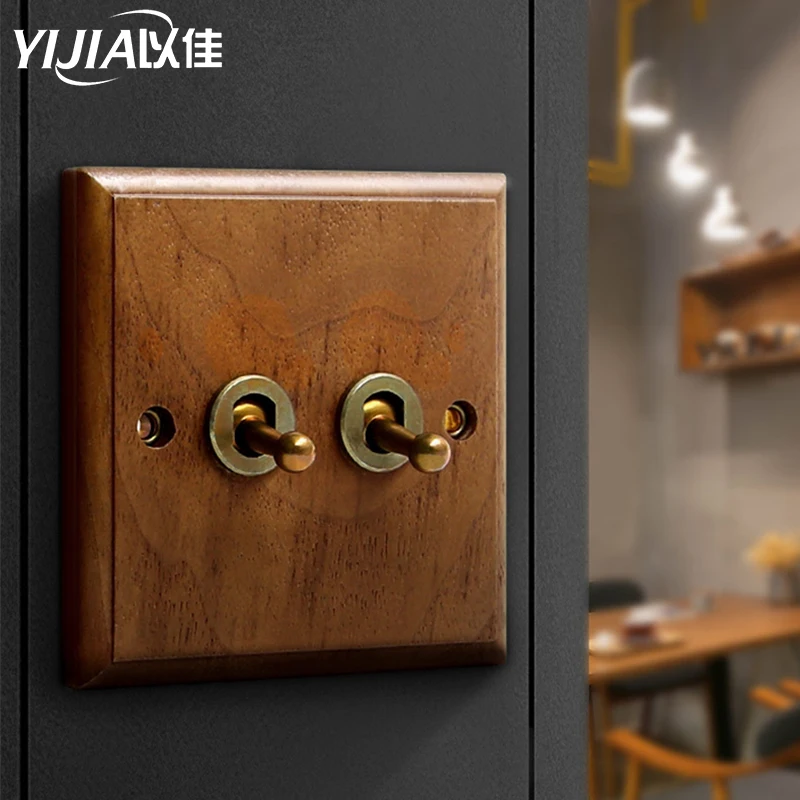  Латунные переключатели, розетки и т. п. 220В 10А винтажный стиль, деревянная панель 1/2/3/4 2Way латунный выключатель Ретро стиль 