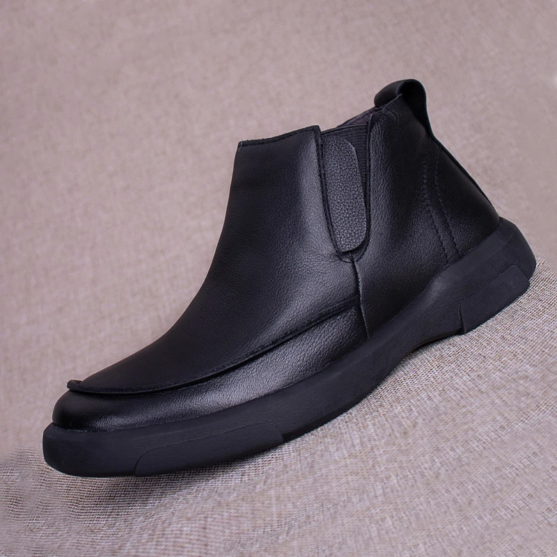 Мужские ботинки «Челси» из натуральной кожи в винтажном стиле; мужская повседневная обувь в британском стиле; мужские модные короткие ботинки ручной работы без застежки; M8009