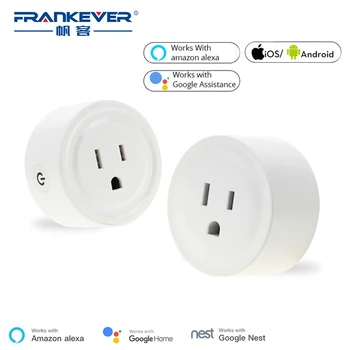 

FrankEver Smart plug US Mini Smart Socket 10A Wifi Plug Timing Switch Voice Control Work with Alexa Google Assistant Smart Home