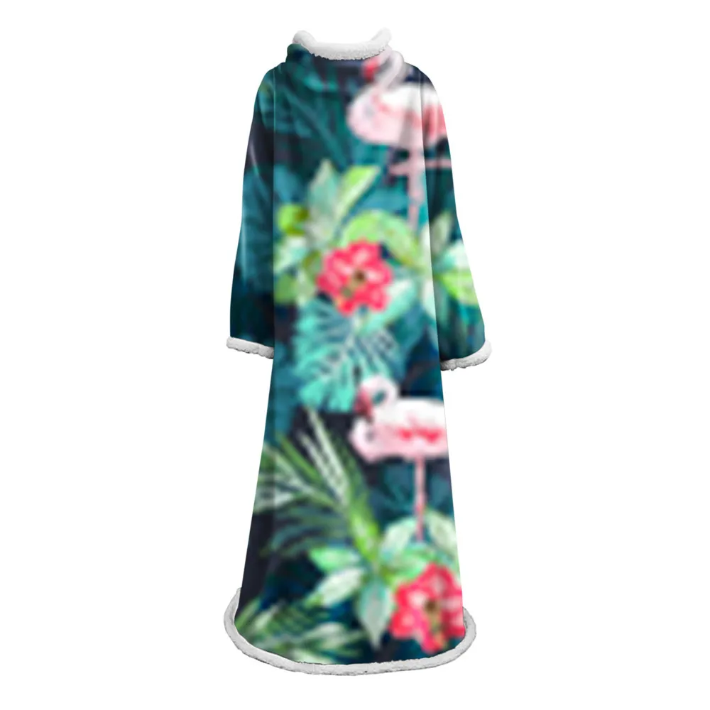 Sleeve Blanket 3D Printed Flamingo For Home Sofa Sherpa Fleece Sleeve Blanket Coral Microfiber Warm Throw Blanket - Цвет: 17