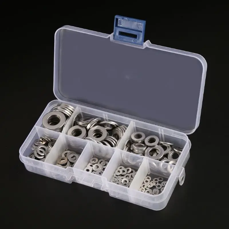 

Drop Ship 360pcs Box-packed 8 Size Stainless Steel Flat Washer Assortment Set Sealing Ring