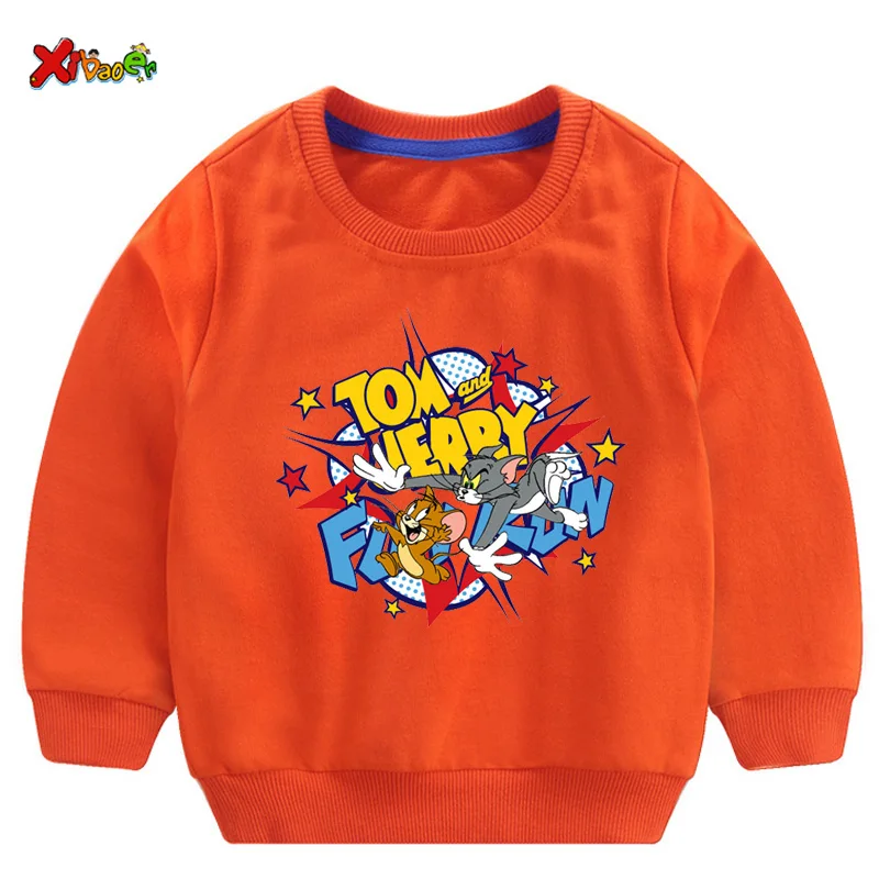 toddler girl sweatshirts baby boy hoodie children Pullover Tops Autumn Fashion Long Sleeve Cartoon Tom and jerry clothing