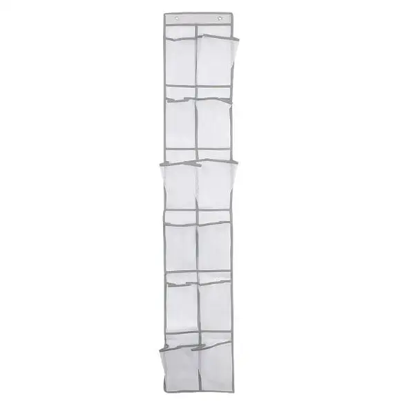 Over The Door Shoe Organizer 12 Large Mesh Pockets Hanging closet organizer Mesh Pockets Hanging Shoe Rack bag hanging - Цвет: white gray