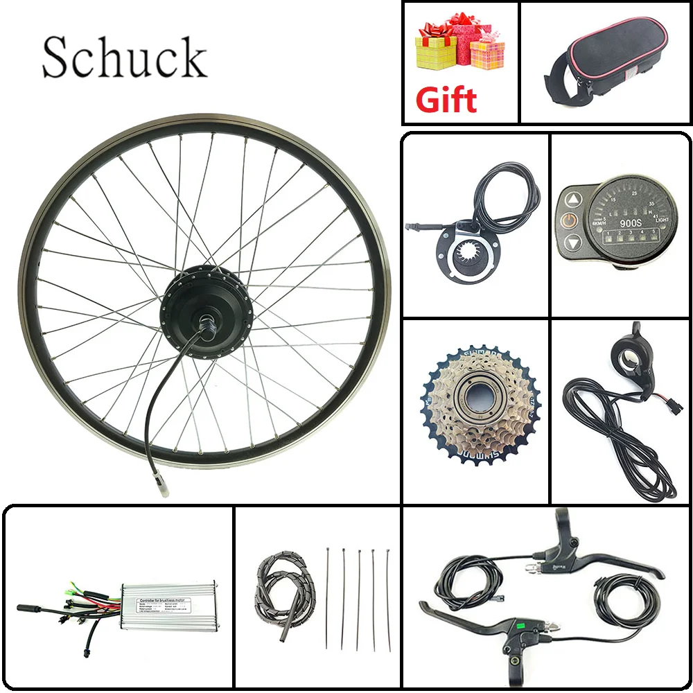 

Schuck 48V500W rear rotate flywheel Electric Bicycle Conversion Kit ebike hub Motor with LED900S Display with spoke