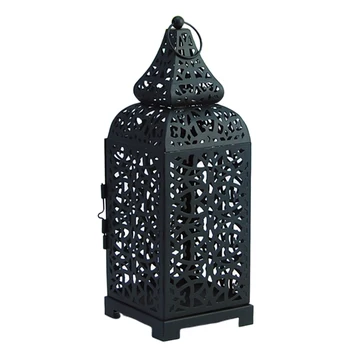 

Candlestick Votive Vintage Wedding Decor Romantic Hanging Lantern Iron Moroccan Party Temple Tower Candle Holder Hollowed Out