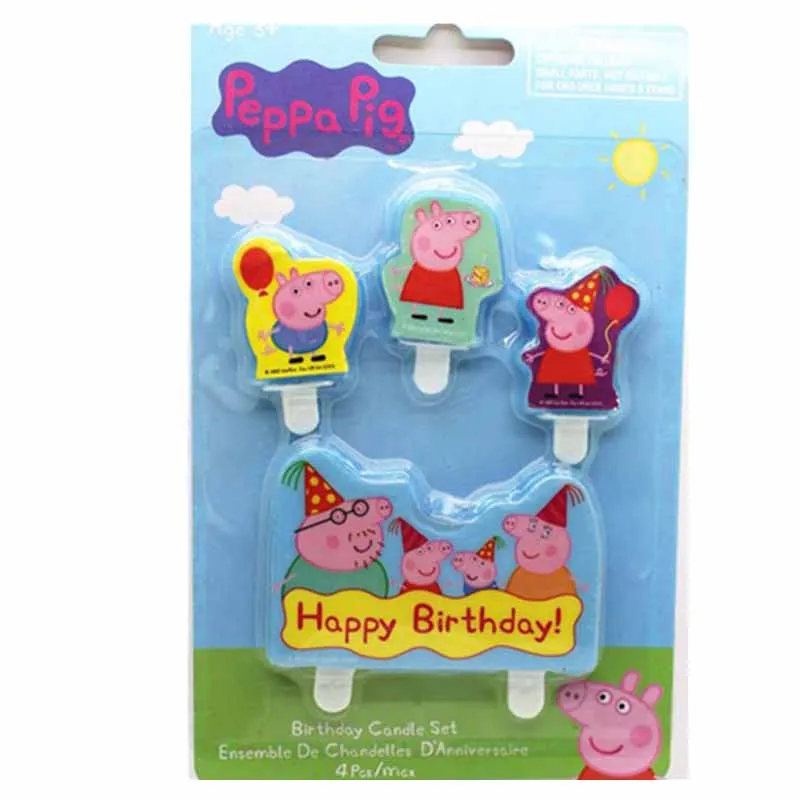 Peppa Pig Birthday Party Sets Anime Figure Party Decoration Supplies Cup Hat Spoon Activity Event Kids Birthday Gifts 2P28 - Цвет: Candle