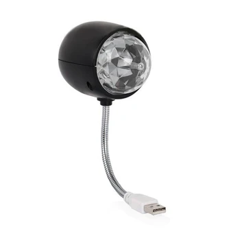 

USB Disco Ball Lamp, Rotating RGB Colored LED Stage Lighting Party Bulb with 3W Book Light, USB Powered (Black)