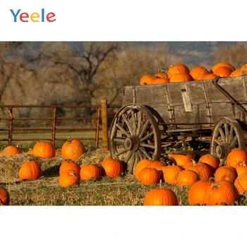 

Thanksgiving Backdrop Autumn Farm Pumpkin Cart Customized Photographic Background For Photo Studio Photophone Photocall Vinyl
