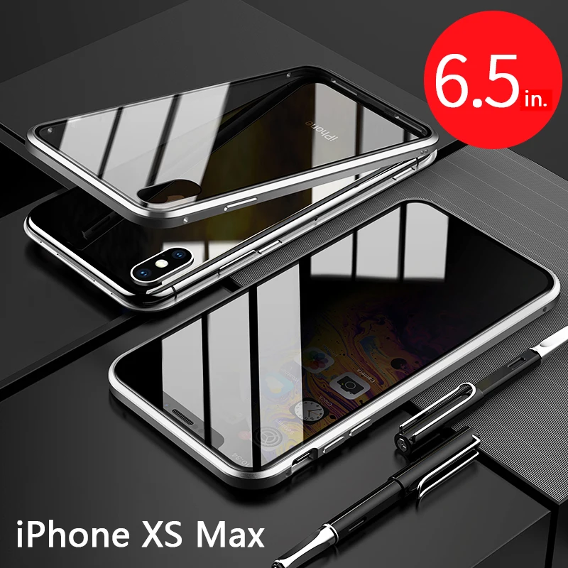 Магнитный адсорбционный металлический чехол для iPhone Xs Max XR X 10 чехол Роскошный надежное закаленное стекло полное покрытие для iPhone 7 8 Plus Coque