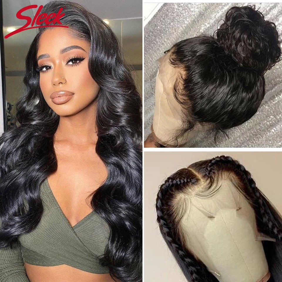 Hot Products! Sleek Body Wave Lace Front Wig Natural Hairline Body Wave Human Hair Wigs Brazilian Pre-plucked 360 Lace Frontal Human Hair Wigs