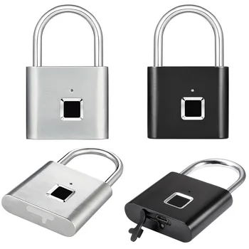 

Keyless USB Rechargeable Fingerprint Smart Padlock Quick Unlock Door Lock Zinc alloy Metal Self Developing Chip