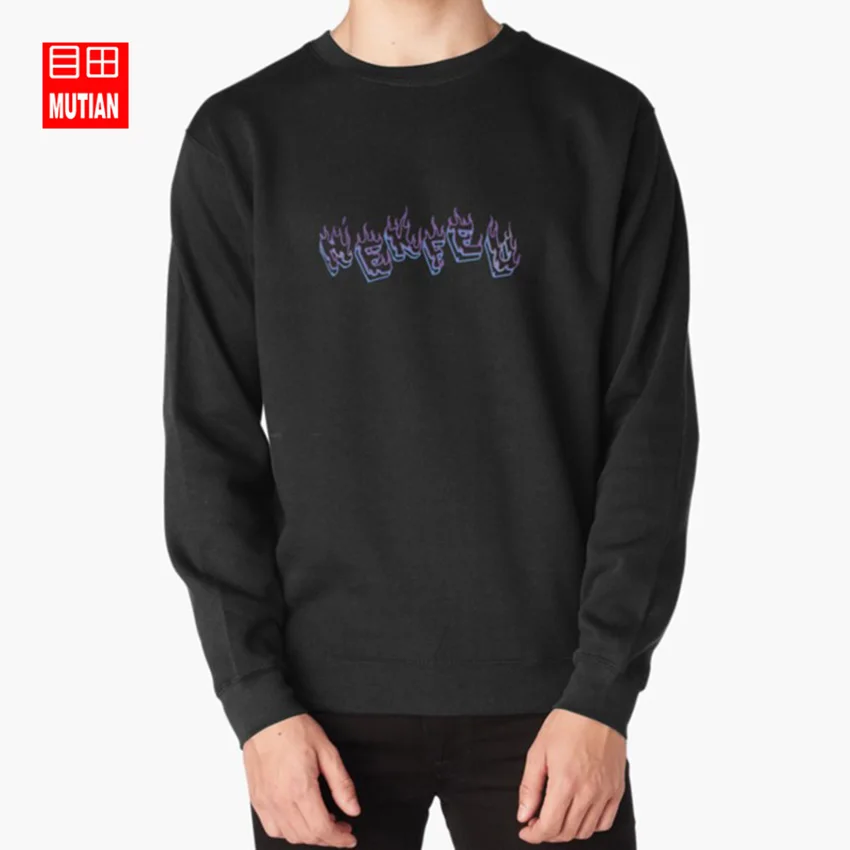 black-sweatshirt Nekflamme bleu фиолетовые толстовки с капюшоном nekfeu ken samaras nek nekflamme flamme feu синий фиолетовый логотип - Цвет: black-sweatshirt