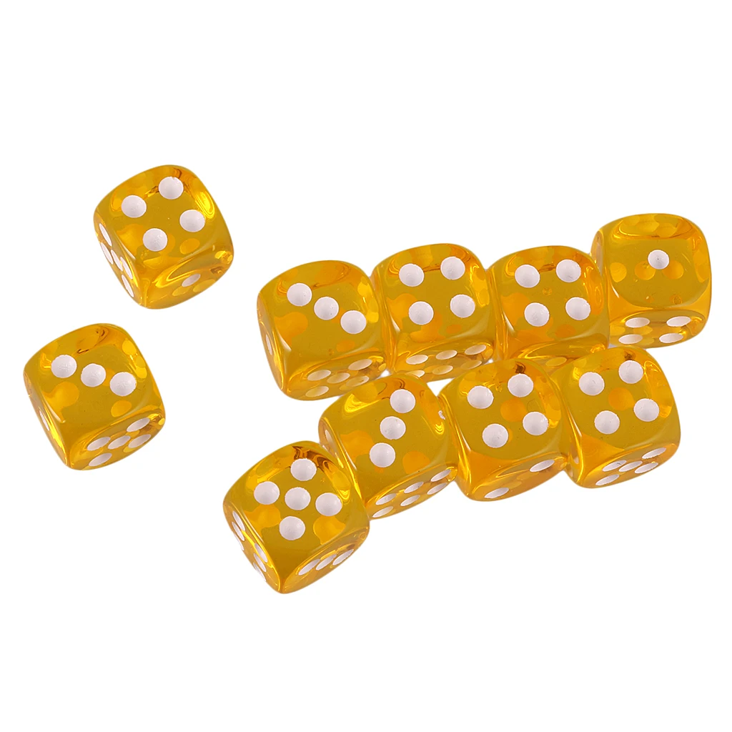 10pcs 16mm Six-sided D6 Dice for Dungeons & Dragons D&D TRPG Dices Party Gambling Dices Game Digital Dices