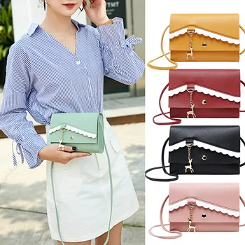 

Womens Small Deer Pendant Square Bag PU Single Shoulder Messenger Bags H66