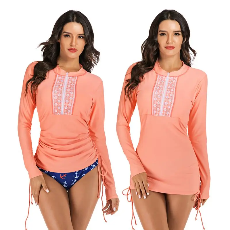orange Tengweng женское бикини с принтом Rashguard 2 шт купальник Танкини больших размеров юбка для серфинга женский купальный костюм платье XXL - Цвет: orange