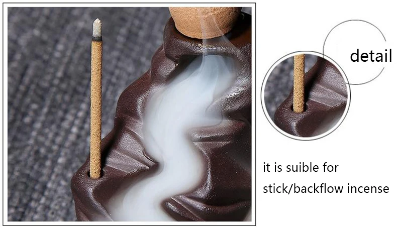 Incense Burner with 40 Pieces Incense Cones / Clay Purple Elephant Statue Backflow Incense Burner Censer Home Decoration Crafts