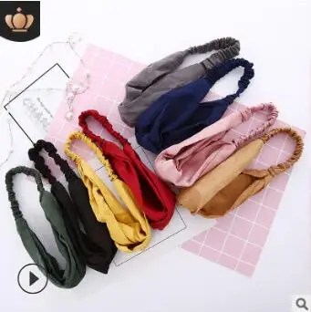 US $178.00 120pcslot DIY Multi Simple Fabrics Hand Made Cross Headband Pure Colore Elastic Hair Styling Tools Hair Accessories HA743