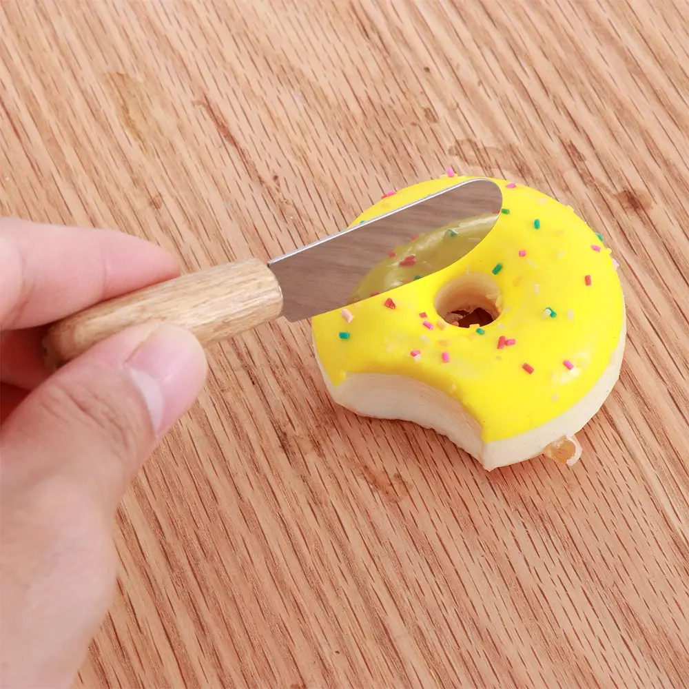 Mini Sandwich Spreader Butter Cheese Slicer Stainless Steel Cake Cream Mixer Spatula Kitchen Tool with Wooden Handle