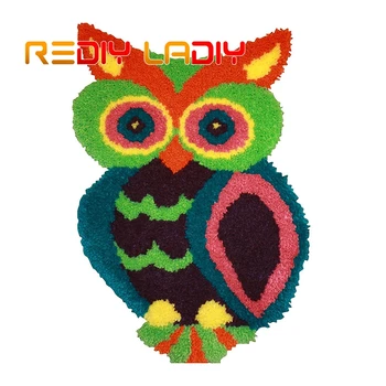 

Latch Hook Rug Kits Crocheting Carpet Rug Colorful Owl Acrylic Yarn Pre-Printed Canvas Cushion Mat Crochet Tapestry Sofa Decor