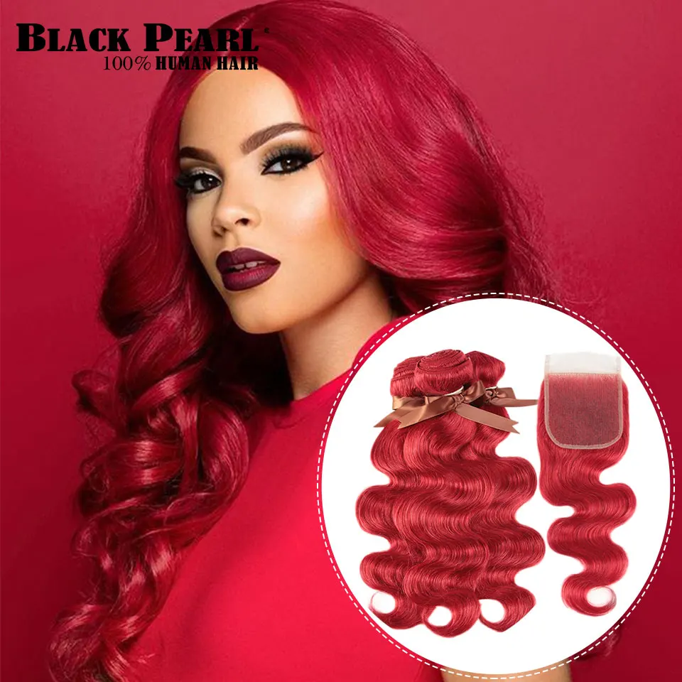 Black Pearl Red Bundles With Closure Malaysian Body Wave Remy Human Hair Weave Red Bundles With Closure 3 4 Bundles With Closure Aliexpress