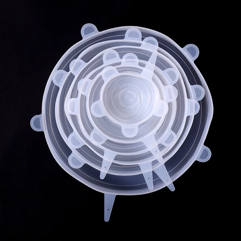 EIMAI 6 шт./компл. Универсальный Еда силиконовый чехол многоразовые силиконовые стрейч крышки для посуды для крышек кастрюль Кухня аксессуары - Цвет: white 6pcs