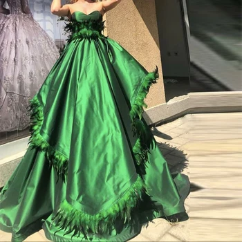 

Gorgeous Green Sweetheart Satin Evening Party Gowns Tassel Corset Sleeveless Formal Party Dresses Floor Length Plus Size