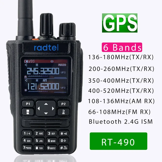 Aviazione bidirezionale dell'analizzatore della polizia di colore dell'affissione a cristalli liquidi del walkie-talkie VOX DTMF SOS della banda di aria della Radio 256CH di Radtel RT-490 GPS 6 bande 1