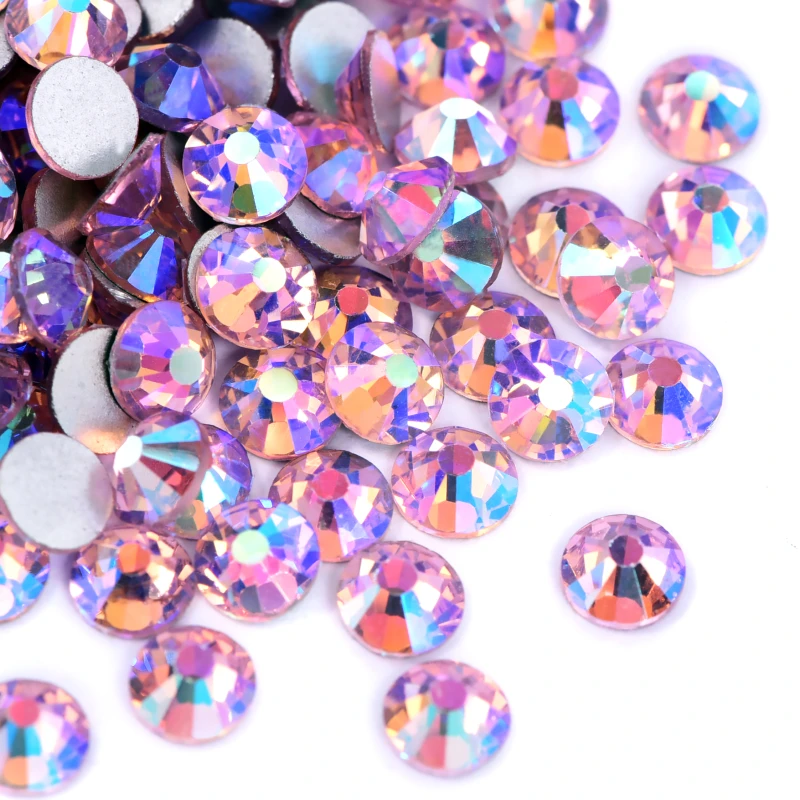 47 Lt pink AB Color Oleeya Glitter Non Hot Fix Rhinestones Crystal Flatback Glass Strass Nail Rhinestones For Nail Art Decoration (2)