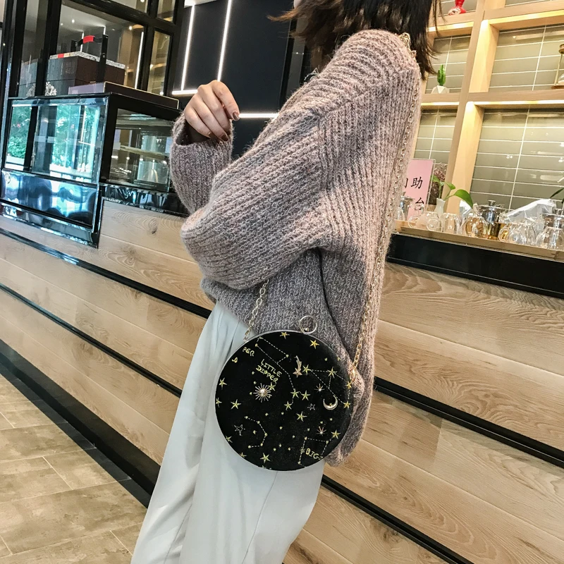 Small Crossbody Phone Bag for Women Round Suede Cellphone Bag Ladies Cocktail Party Evening Hand Bag