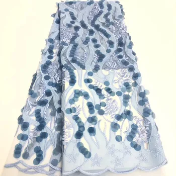 

New exquisite fashion big sequin embroidery French tulle lace cute dress design fabric