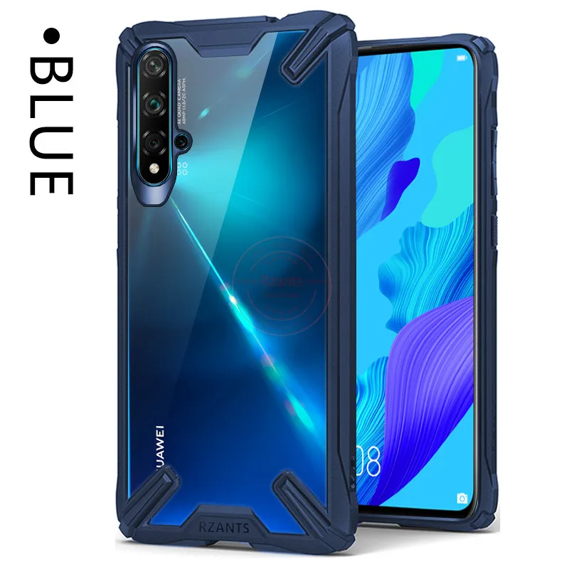 blue Военная подушка безопасности, противоударный защитный чехол для huawei Nova 5T Honor 20 S, прозрачный акриловый PC+ TPU противоударный защитный чехол на заднюю панель - Цвет: blue