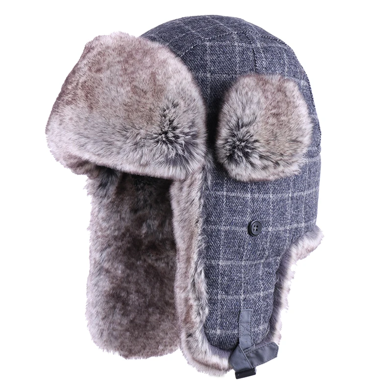 Men Women Russian Ushanka Winter Knit Faux Fur Cossack Cap Trapper Aviator Hat