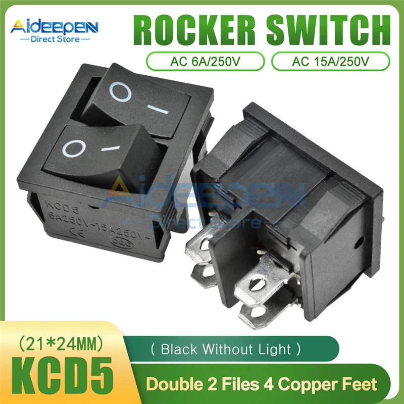 KCD5 Rocker Switch 21x24mm AC 15A/250V 6A/250V 2 Files 4 Copper Feet/3 Files 6 Copper Feet Toggle Switch With LED Light