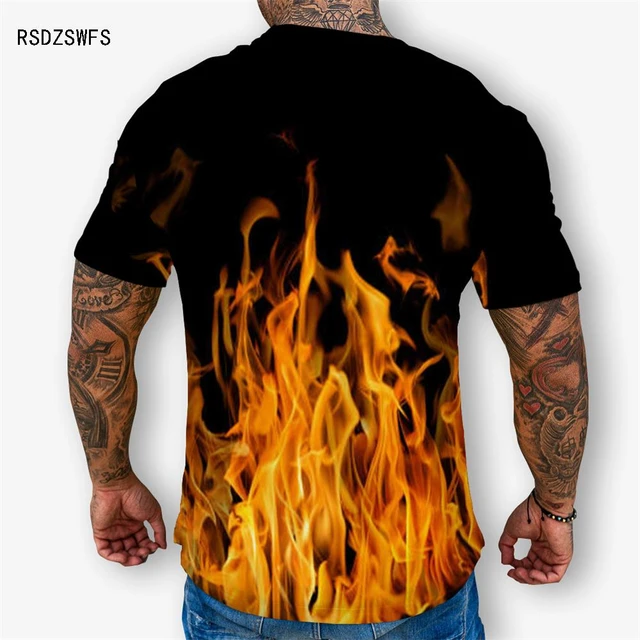 Blue Flaming Design T-Shirt (Unisex) - Super-Tees  Mens summer t shirts,  Colorful shirts, Men short sleeve