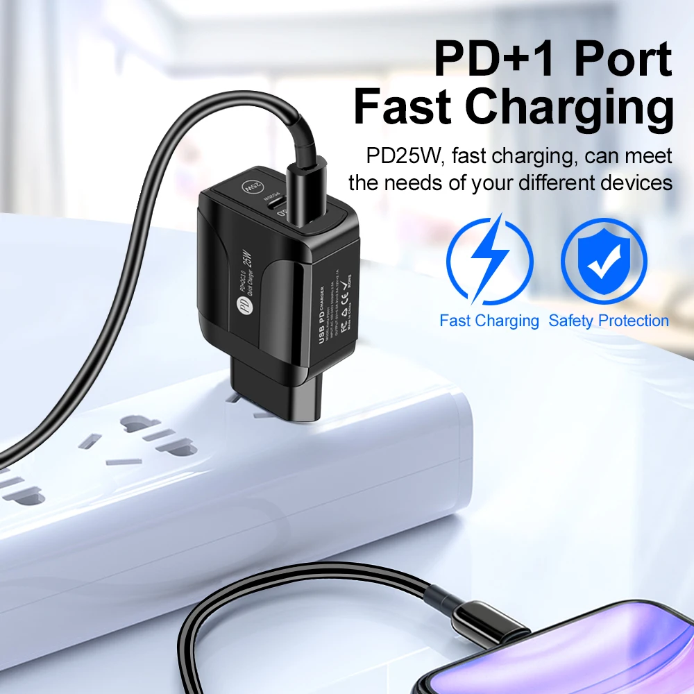 PD 25W Cell Phone Charger Quick Charge 3.0 Type C USB Charger For iPhone13 Pro Max Samsung Xiaomi Mobile Phone Fast Charging usb fast charge