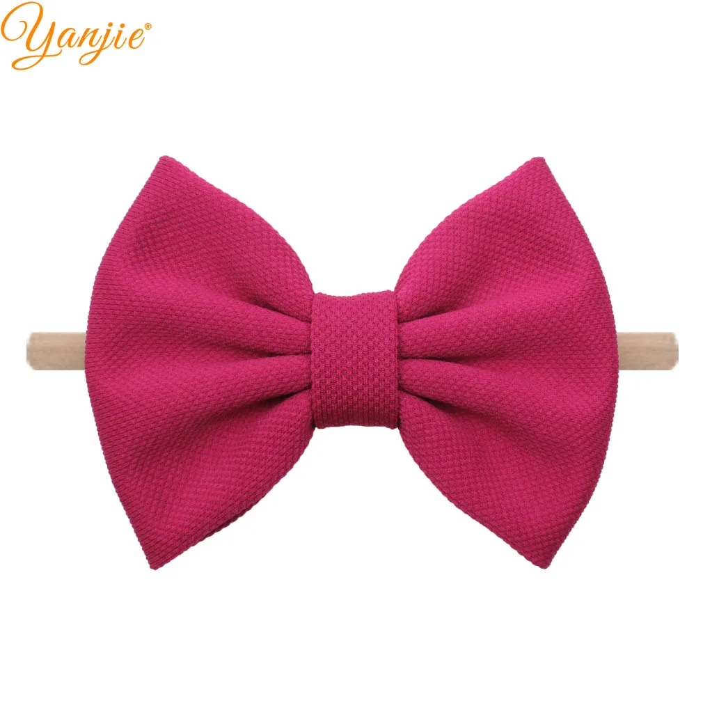 5 inch bow-plum 7 дюймовая повязка на голову с большим бантом для девочек, г., однотонные большие банты для волос, эластичные тюрбан, повязка на голову, детский топ с бантом, повязка на голову, аксессуары для волос - Цвет: 5 inch bow-plum