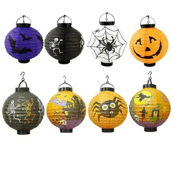 

8pcs LED Lantern Halloween Paper Lantern for Restaurant Office Halloween Party Decoration