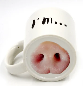 Pig nose Смешное животное нос Кружка Керамическая молоко чай кофе чашка с ручкой креативная новинка подарок на день рождения mx6221621 - Цвет: Pig nose