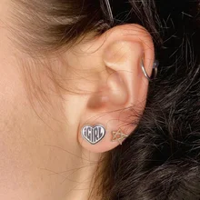 Серьги-заглушки в стиле панк, серебристые, Igirl, ювелирные изделия для женщин, эксклюзивный Харадзюку готический, в форме сердца, корейские серьги, аксессуары для женщин