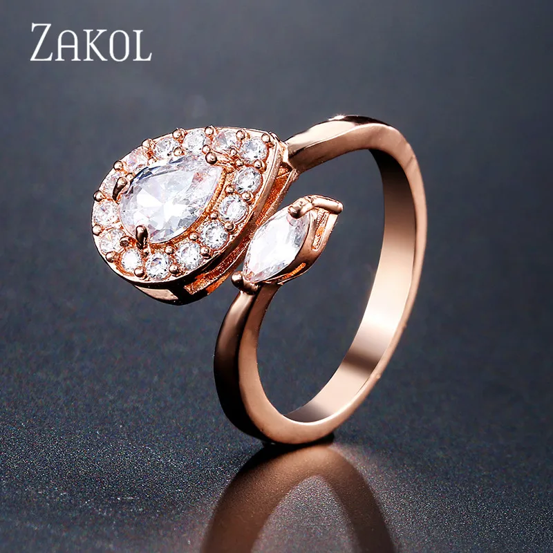 ZAKOL Stack Skinny Micro Pave CZ кубический цирконий Кольца для женщин модные обручальные свадебные вечерние ювелирные изделия подарок FSRP2129 - Цвет основного камня: Rose Gold Color