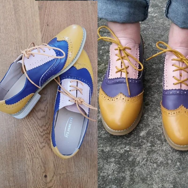 yellow purple Женские туфли-оксфорды; сезон весна; лоферы из натуральной кожи для женщин; женские кроссовки; женские оксфорды; женские тонкие туфли с ремешком; коллекция года; Летняя обувь - Цвет: yellow purple