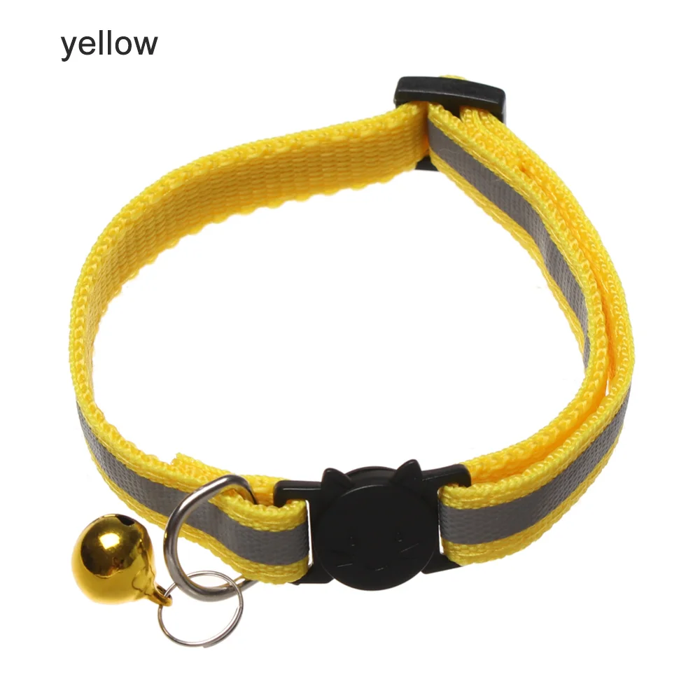 Цвет: желтый Adjustable 10 colors Cute Nylon Dog Collars Pet Collars With Bells Charm Necklace Collar For Little Dogs Cat Collars Neck Strap - Цвет: Цвет: желтый