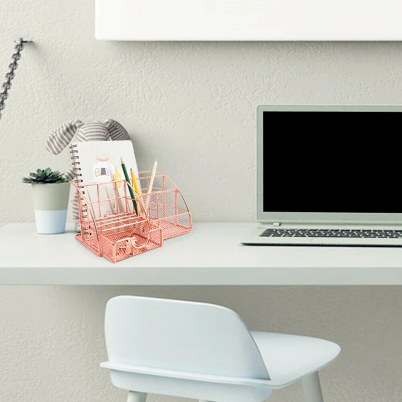 

Fashion Metal Desktop Holder Office Storage Box Pencil Pen Desk Mesh Organizer Hi 888